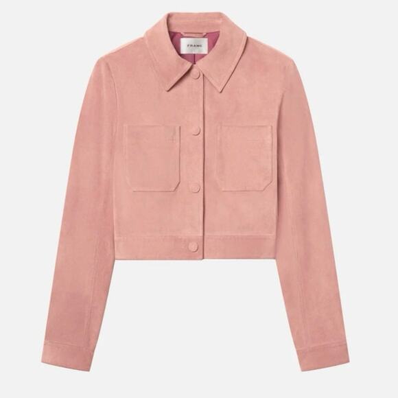 NWT Women’s FRAME Denim The Small Suede Jacket in Flamingo SZ XS - Picture 1 of 9